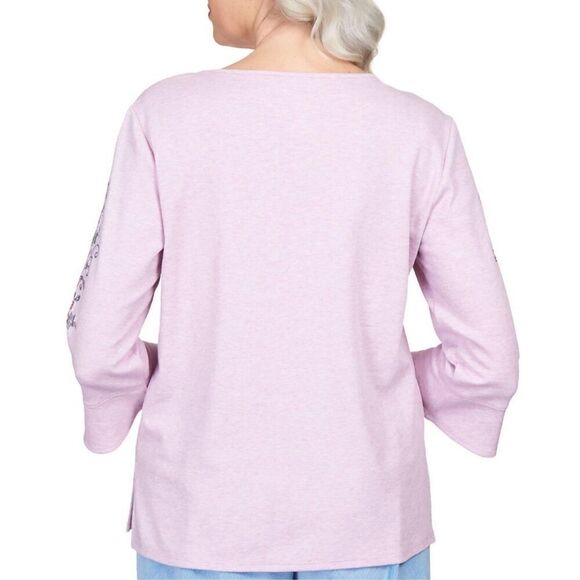 Alfred Dunner Women’s XLarge Swiss Chalet Embroidered Flutter Sleeve Top in Rasp - Picture 9 of 10